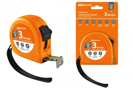 TDM ELECTRIC SQ1018-0101 Рулетка, длина 3 м, стальная лента, ширина 16 мм, пластиковый корпус, "Гранит" TDM